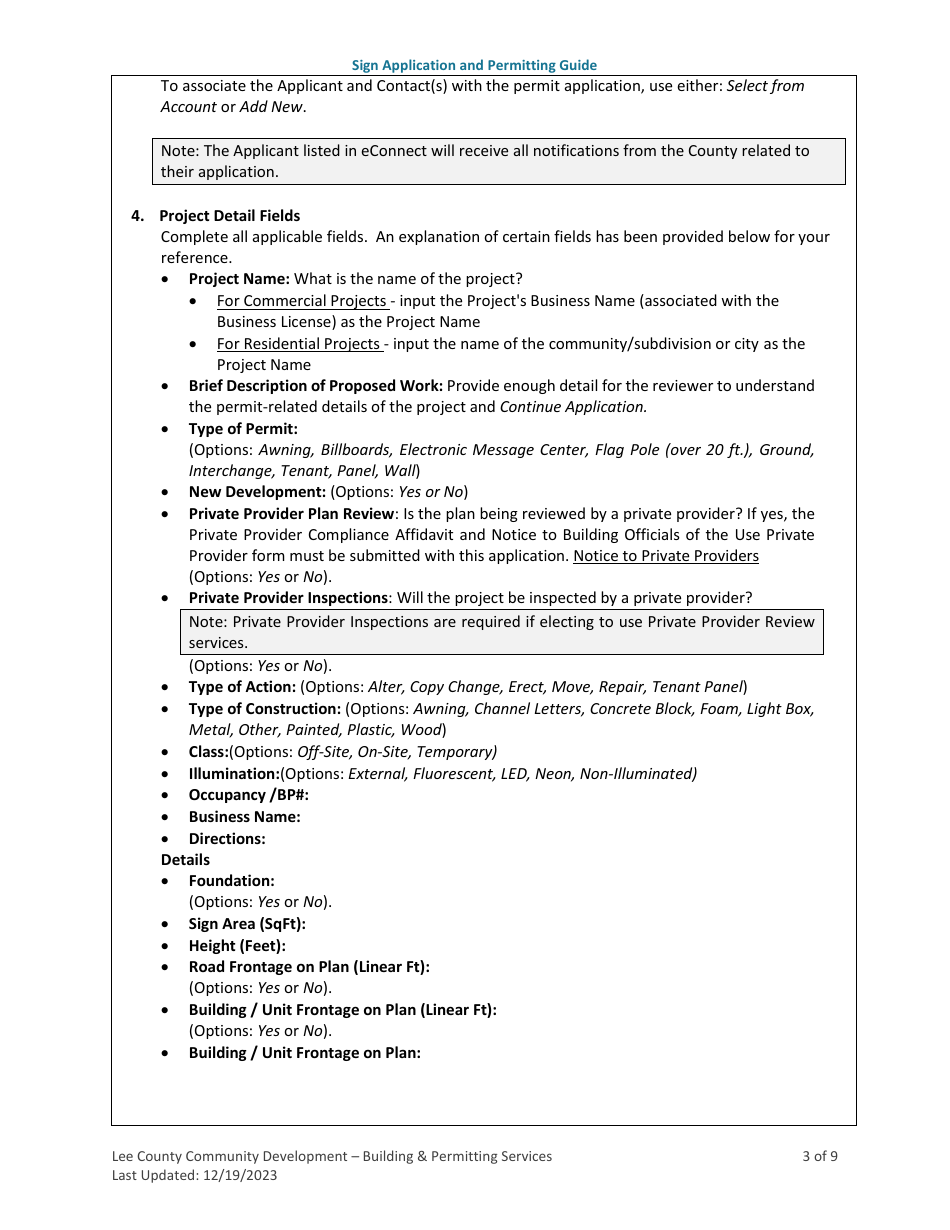 Sign Application and Permitting Guide - Lee County, Florida, Page 3