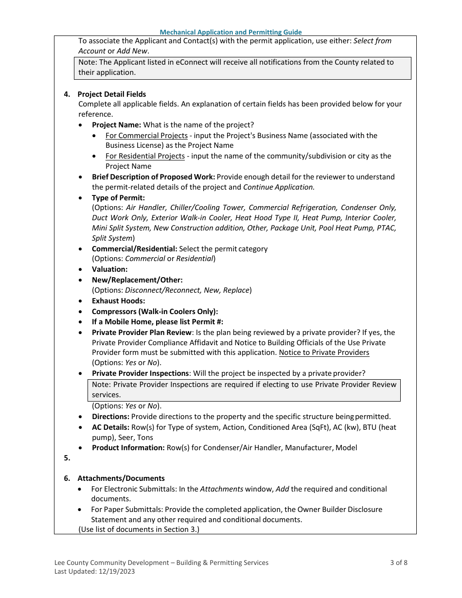 Mechanical Application and Permitting Guide - Lee County, Florida, Page 3
