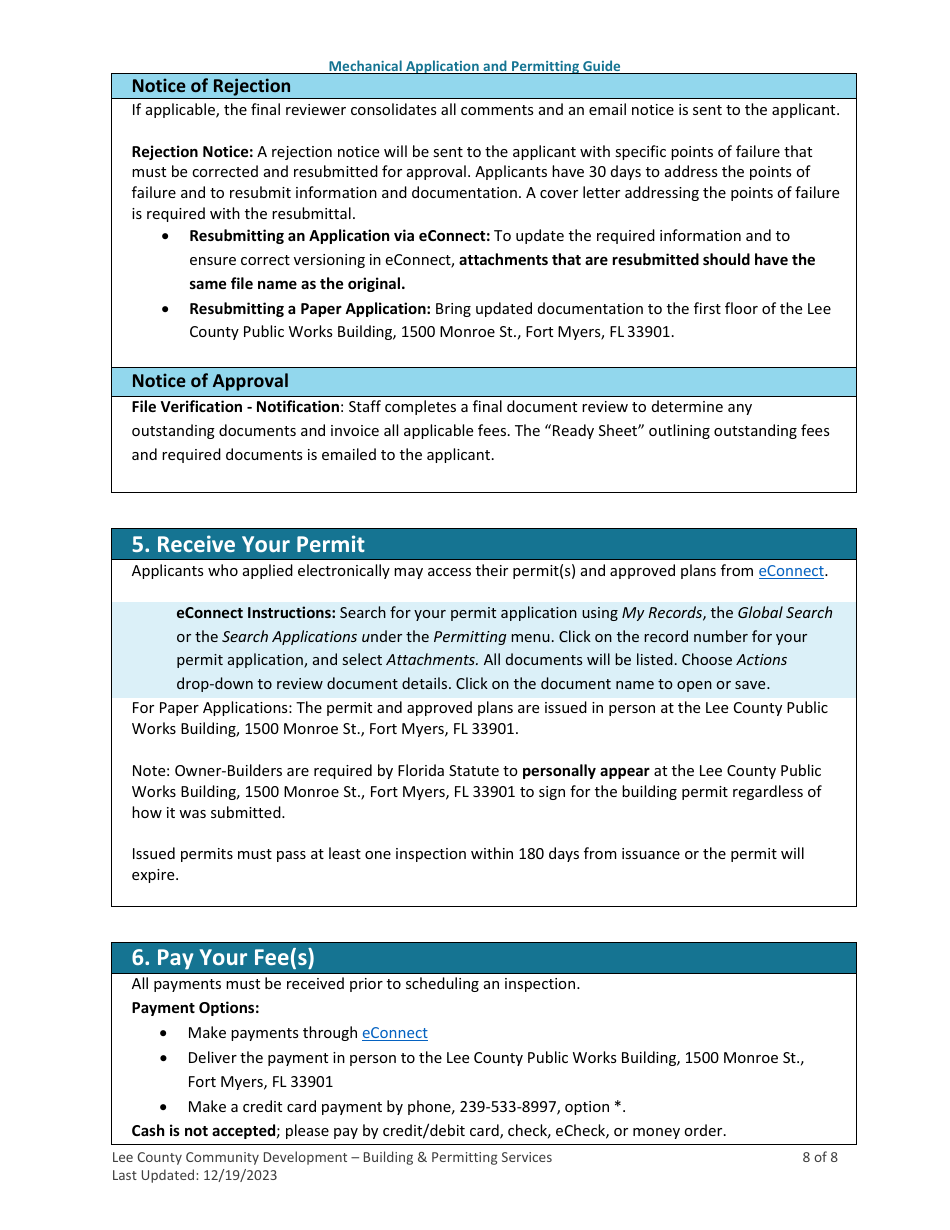 Mechanical Application and Permitting Guide - Lee County, Florida, Page 8