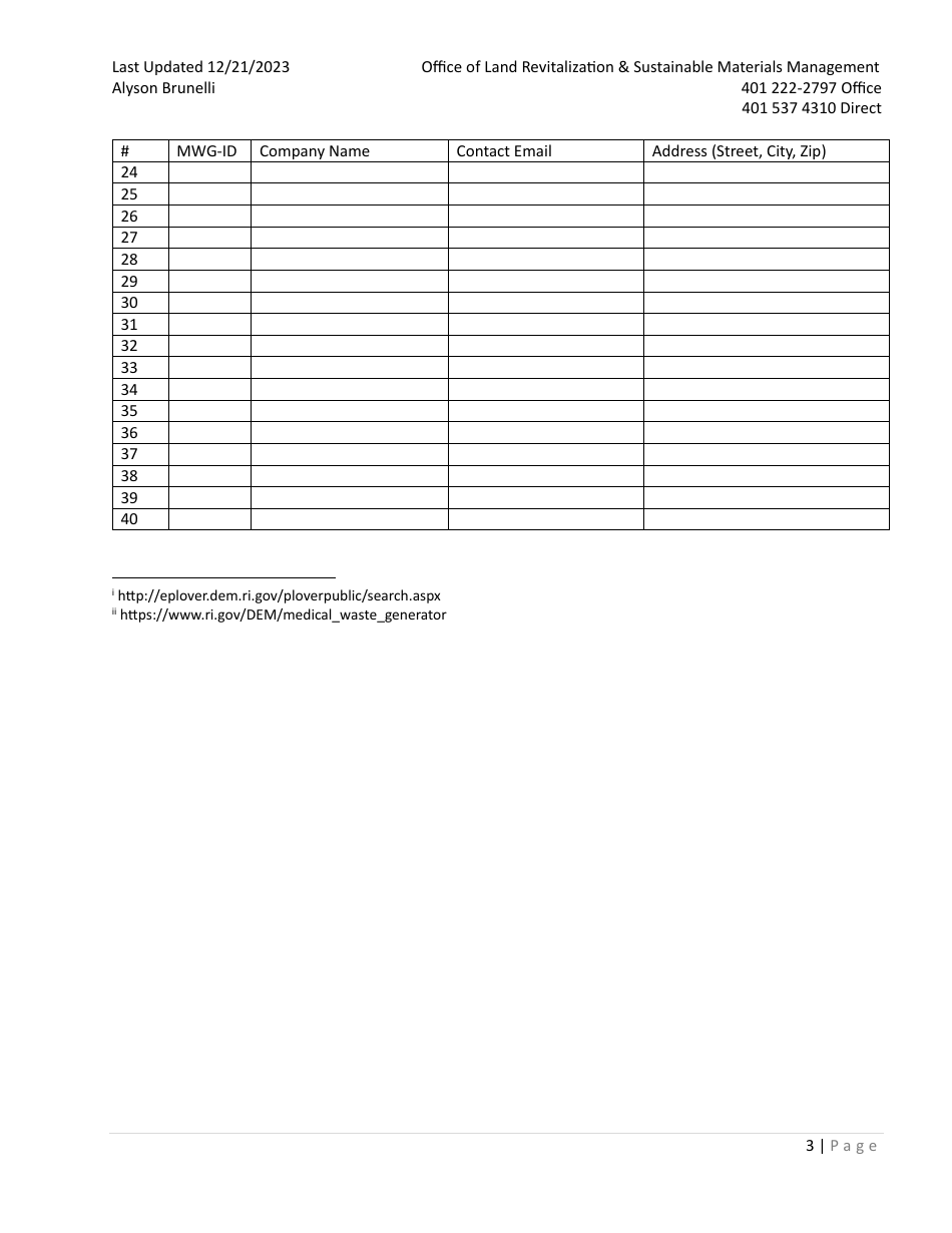 Form to Register Multiple Sites Under One Mwg-Id - Rhode Island, Page 3