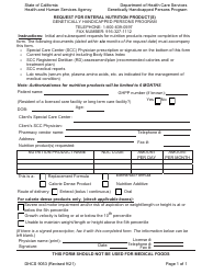 Document preview: Form DHCS9053 Request for Enteral Nutrition Product(S) - Genetically Handicapped Persons Program - California