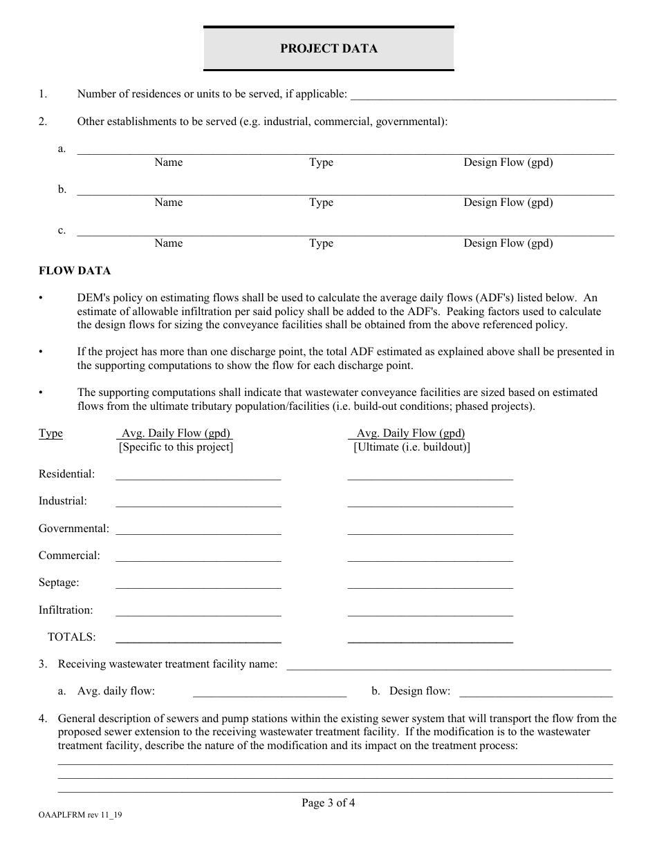 Application for Order of Approval - Wastewater Treatment Facility (Wwtf) and / or Sewer System Expansion / Modification - Rhode Island, Page 4