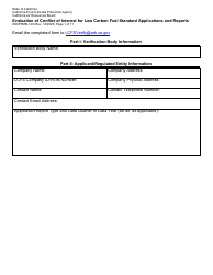 Form ISD/PPMB-120 Evaluation of Conflict of Interest for Low Carbon Fuel Standard Applications and Reports - California