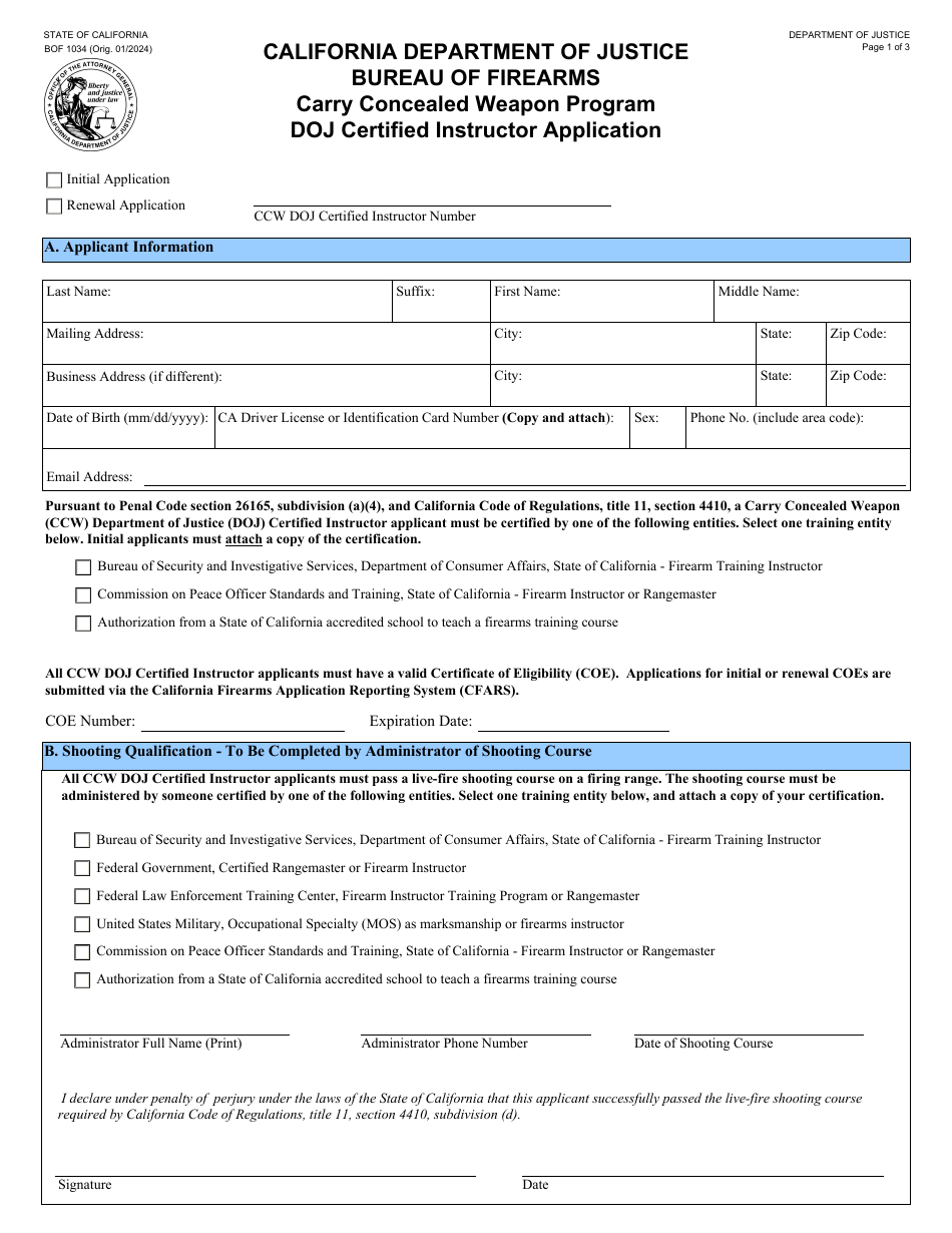 Form BOF1034 - Fill Out, Sign Online and Download Fillable PDF ...