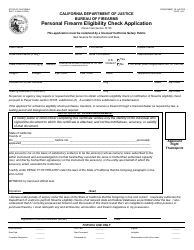 Form BOF116 Personal Firearm Eligibility Check Application - California