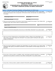 Form BOF4012 Standard Initial and Renewal Application for License to Carry a Weapon Capable of Being Concealed - California, Page 5