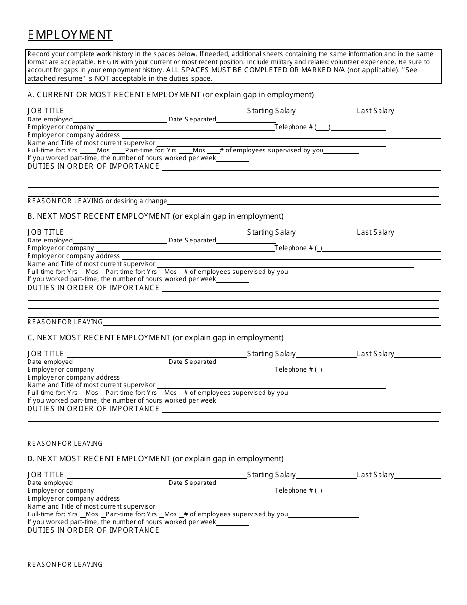 Employment Application - Town of Selma, North Carolina, Page 3