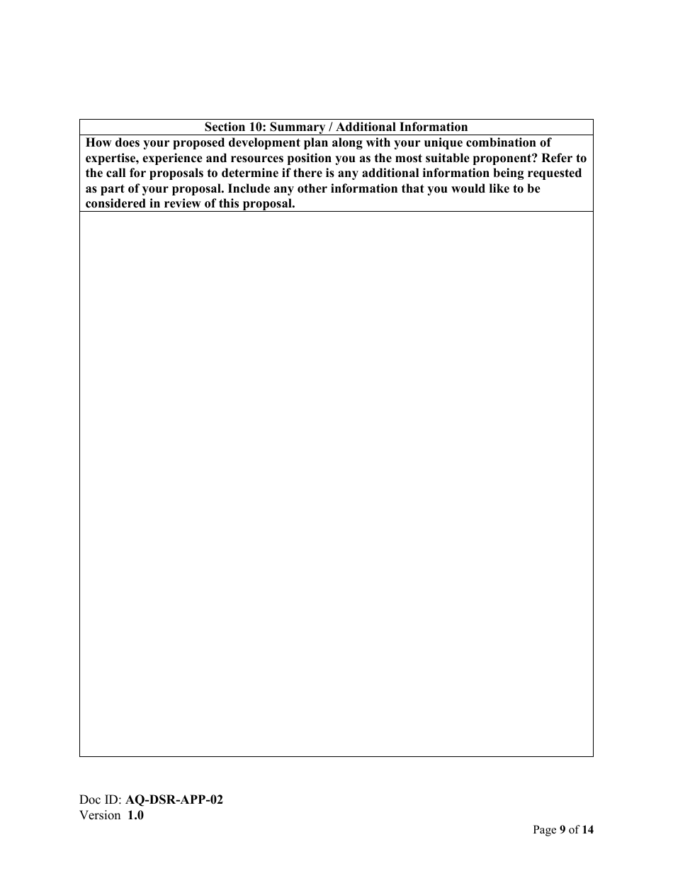 Form AQ-DSR-APP-02 Proposal for the Exclusive Right to Apply for a Marine Aquaculture Licence and Lease - Reallocation - Nova Scotia, Canada, Page 9