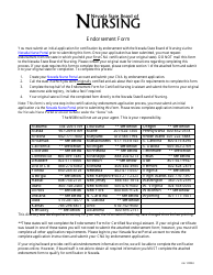 Document preview: Endorsement Form for Certified Nursing Assistant - Nevada
