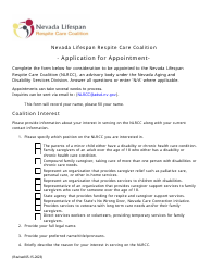 Application for Appointment - Nevada Lifespan Respite Care Coalition - Nevada