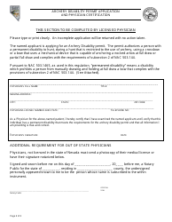 Archery Disability Permit Application and Physician Certification - Nevada, Page 2
