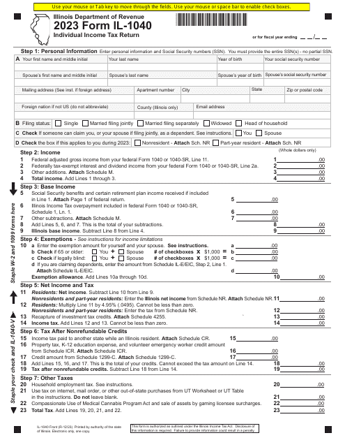 Form IL-1040 Individual Income Tax Return - Illinois, 2023