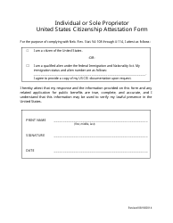 Document preview: Individual or Sole Proprietor United States Citizenship Attestation Form - Nebraska (English/Spanish)