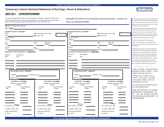 Form MW-24S Temporary Laborer Itemized Statement of Earnings, Hours and Deductions - New Jersey (English/Chinese Simplified)