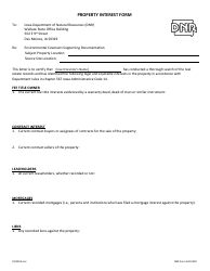 DNR Form 542-0587 Property Interest Form - Iowa