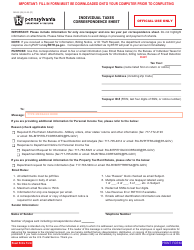 Document preview: Form DEX-93 Individual Taxes Correspondence Sheet - Pennsylvania
