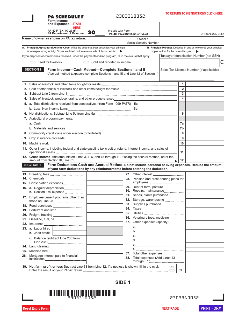 Form PA 40 Schedule F Download Fillable PDF Or Fill Online Farm Income form-pa-40-schedule-f-download-fillable-pdf-or-fill-online-farm-income