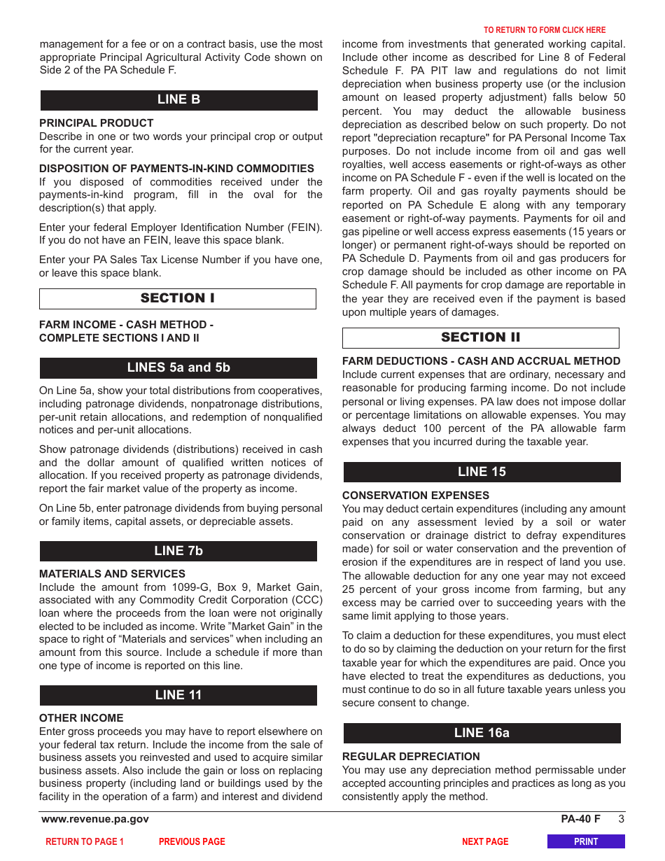 Form PA-40 Schedule F Farm Income and Expenses - Pennsylvania, Page 5