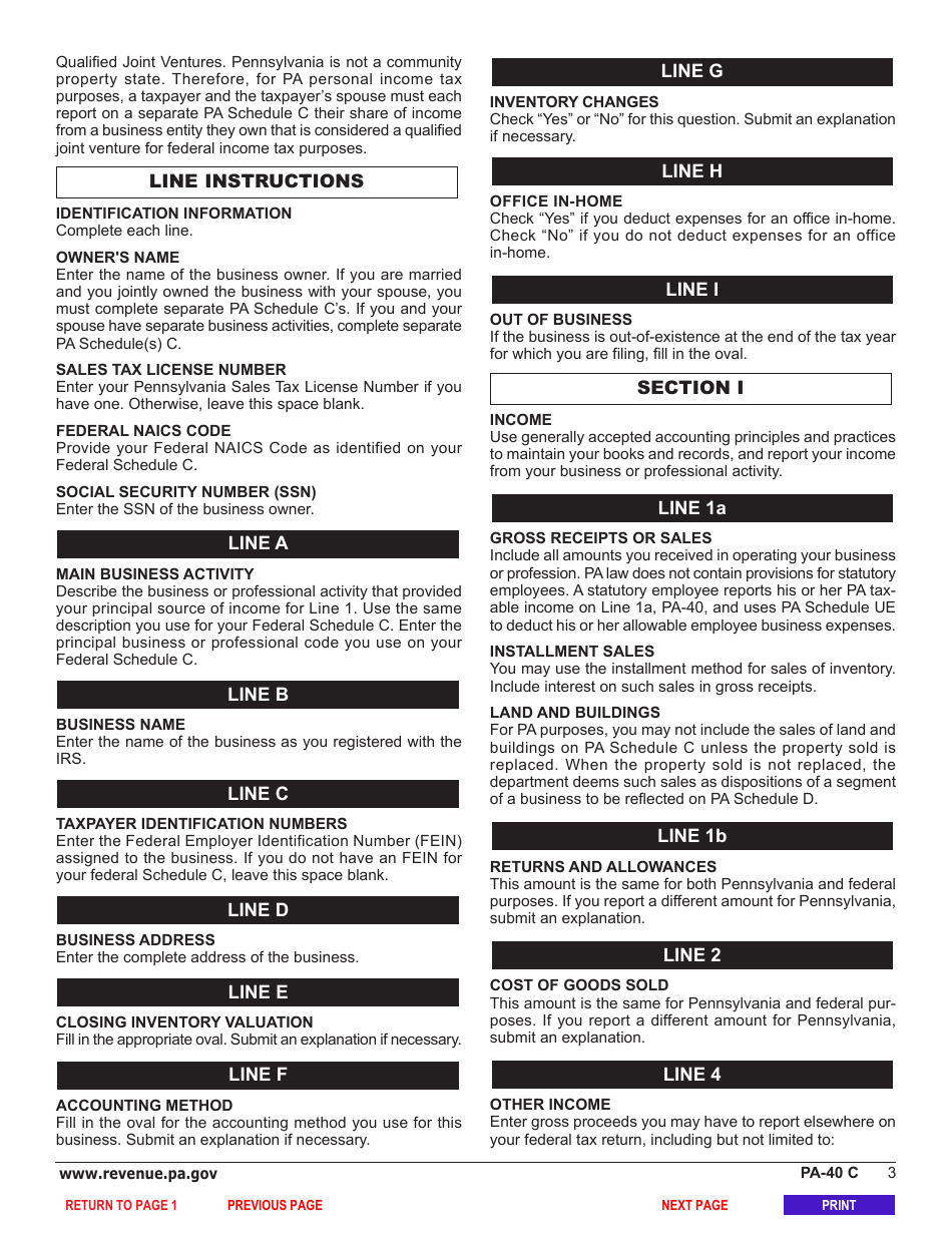 Form PA-40 Schedule C Profit or Loss From Business or Profession (Sole Proprietorship) - Pennsylvania, Page 5