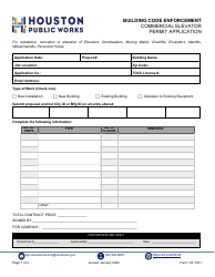 Document preview: Form CE-1331 Commercial Elevator Permit Application - City of Houston, Texas
