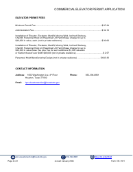 Form CE-1331 Commercial Elevator Permit Application - City of Houston, Texas, Page 2
