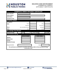 Document preview: Form CE-1397 Commercial Energy Efficiency Certificate - City of Houston, Texas