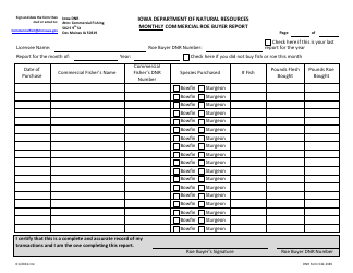 DNR Form 542-1385 Monthly Commercial Roe Buyer Report - Iowa