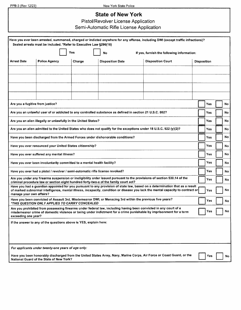 Form PPB-3 Pistol Permit Application - Niagara County, New York, Page 15
