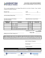 Document preview: Form CE-1046 Fire Alarm Permit Application - City of Houston, Texas
