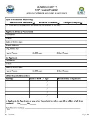 Document preview: Application for Housing Assistance - Ship Housing Program - Okaloosa County, Florida