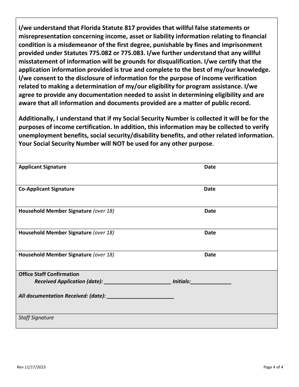 Application for Housing Assistance - Ship Housing Program - Okaloosa County, Florida, Page 4