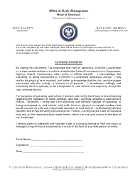 Document preview: Acknowledgement of Non-state Employees Using State Vehicles - Louisiana