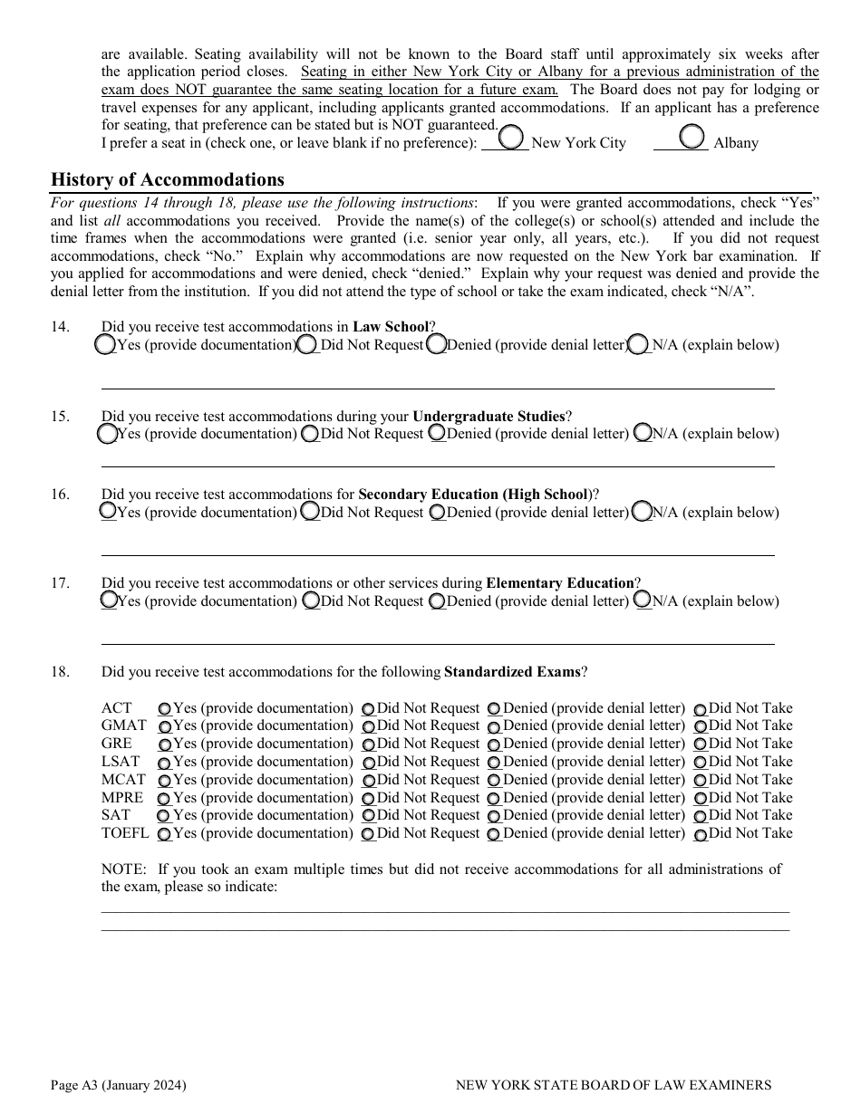 Application for Non-standard Test Accommodations (Nta) - New York, Page 3