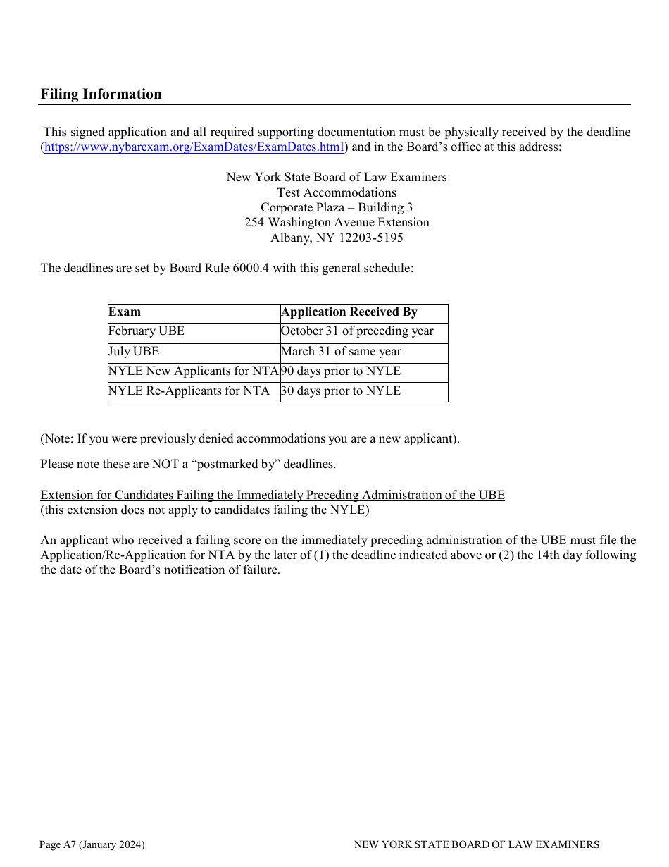 Application for Non-standard Test Accommodations (Nta) - New York, Page 7