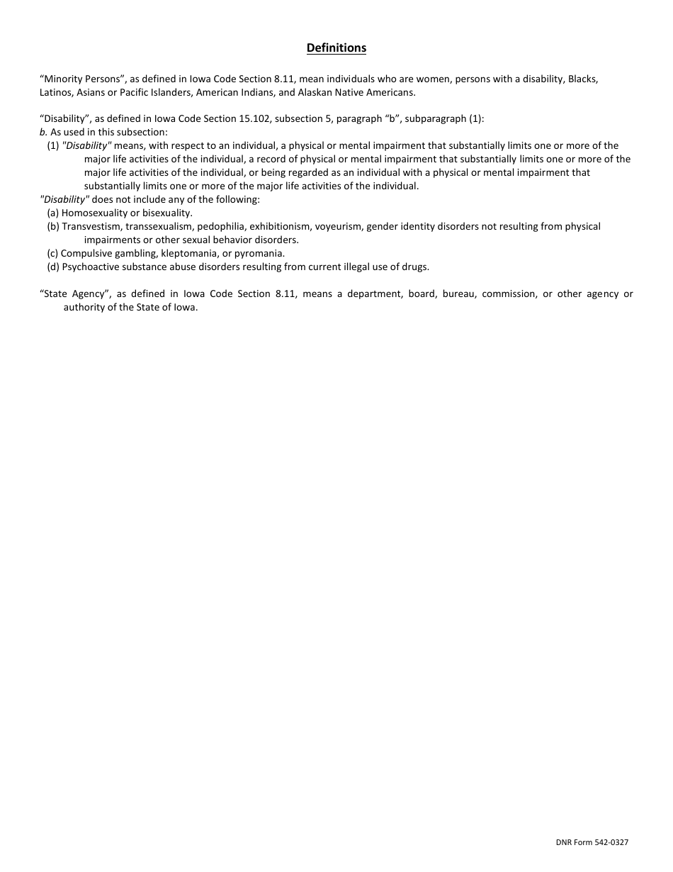 DNR Form 542-0327 Minority Impact Statement - Iowa, Page 2