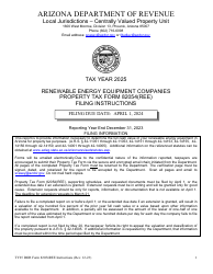 Instructions for DOR Form 82054REE Renewable Energy Equipment Property Tax Form - Arizona