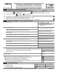 Document preview: IRS Form 5500-EZ Annual Return of a One-Participant (Owners/Partners and Their Spouses) Retirement Plan or a Foreign Plan, 2023