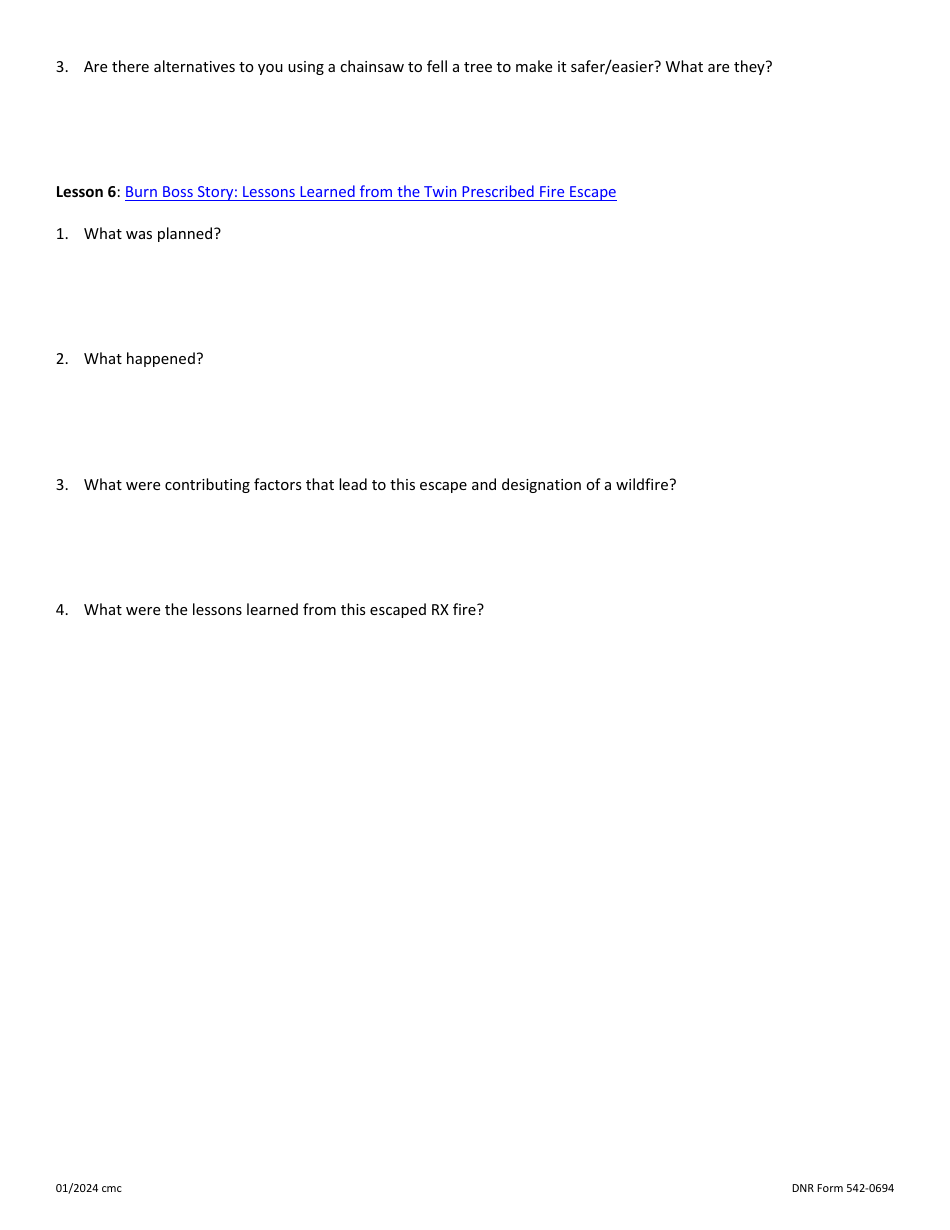 DNR Form 542-0694 Questions for Self-study Rt-130 Annual Fireline Safety Refresher - Iowa, Page 4