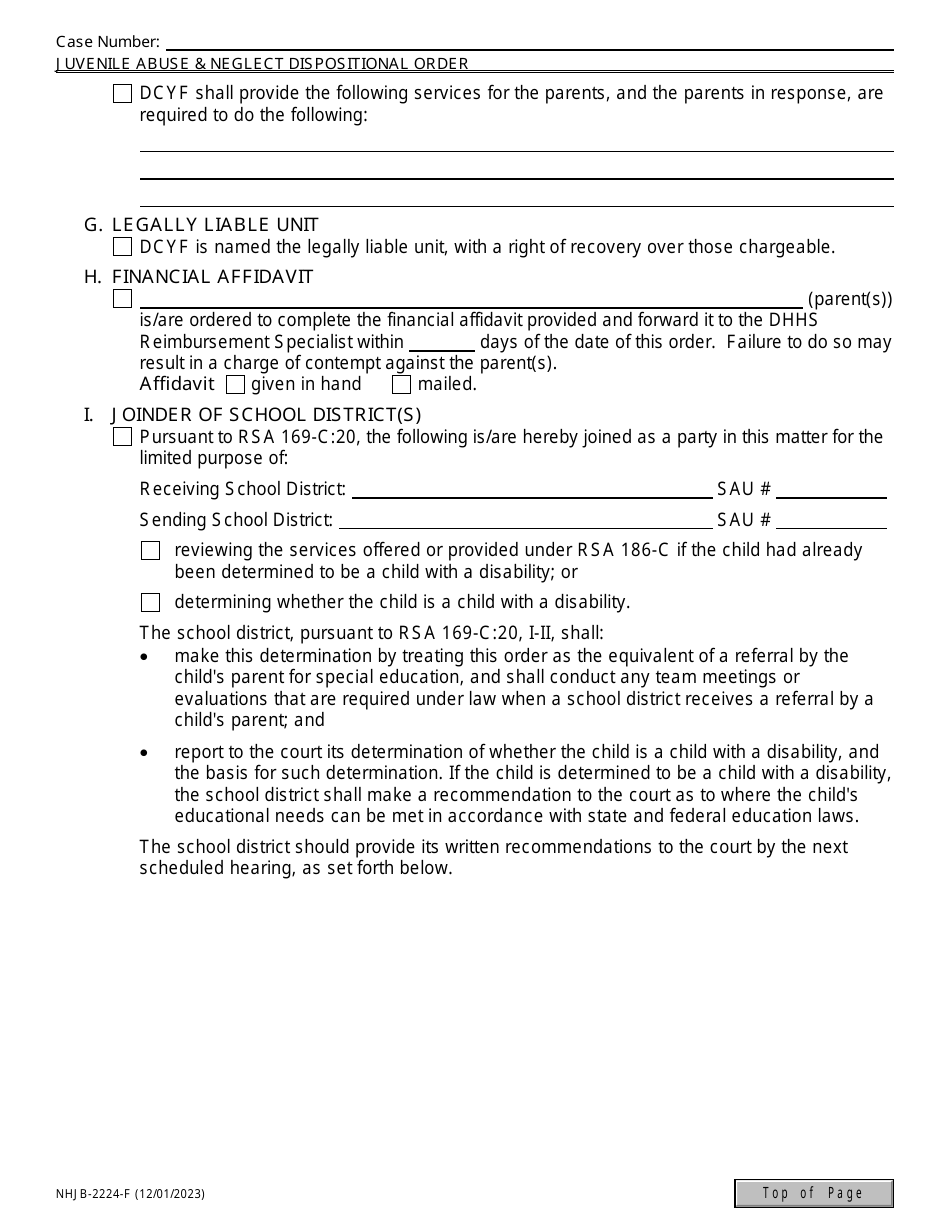 Form NHJB-2224-F Juvenile Abuse / Neglect Order - Dispositional Hearing - New Hampshire, Page 7
