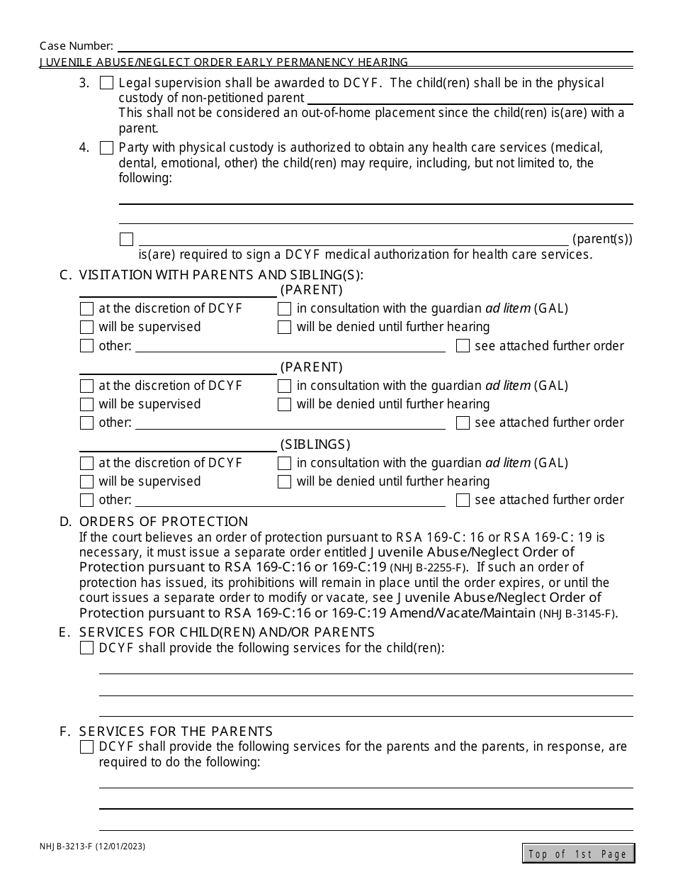 Form NHJB-3213-F Juvenile Abuse / Neglect Order - Early Permanency Hearing - New Hampshire, Page 6