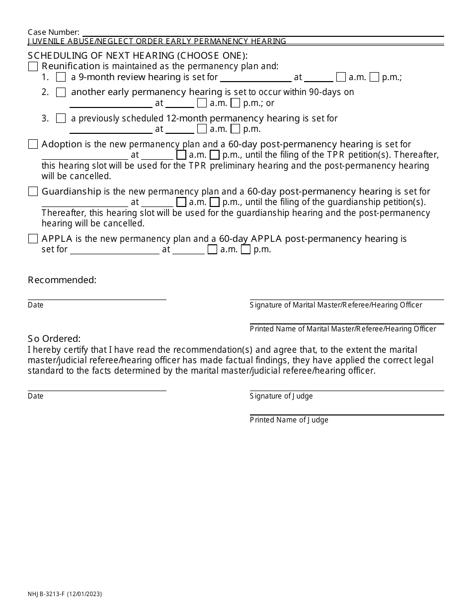 Form NHJB-3213-F Juvenile Abuse / Neglect Order - Early Permanency Hearing - New Hampshire, Page 8