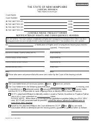Document preview: Form NHJB-3172-F Juvenile Abuse/Neglect Order - Notification of Rights and Consequences Hearing - New Hampshire