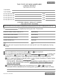 Form NHJB-2223-F Juvenile Abuse/Neglect Order - Adjudicatory Hearing - New Hampshire