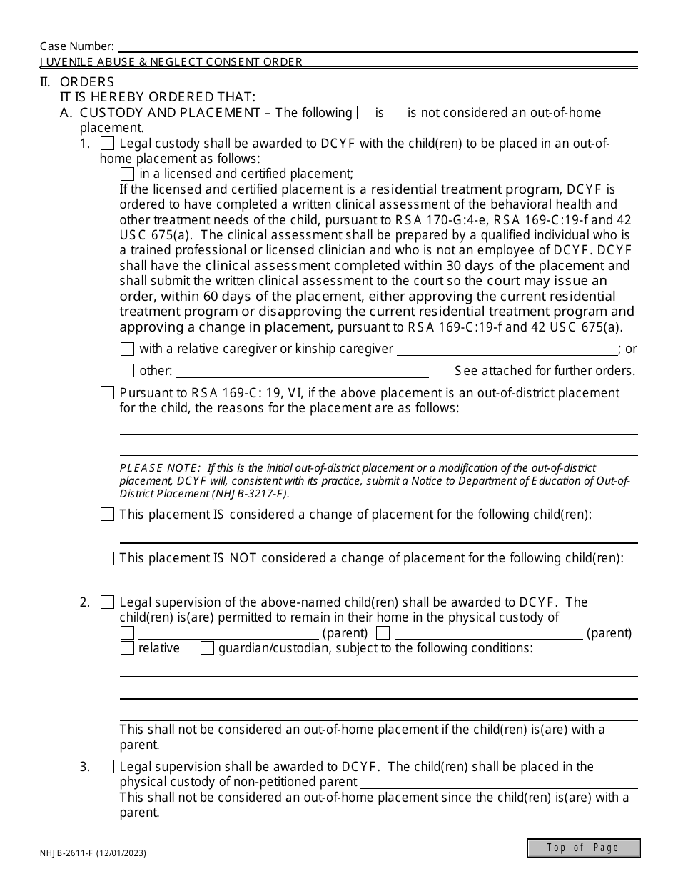 Form NHJB-2611-F Juvenile Abuse / Neglect Consent Order - Consent in Lieu of Adjudicatory Hearing - New Hampshire, Page 4