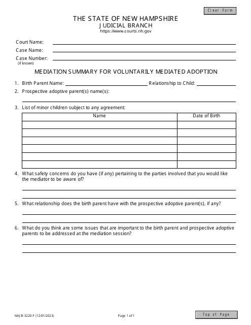 Form NHJB-3220-F  Printable Pdf