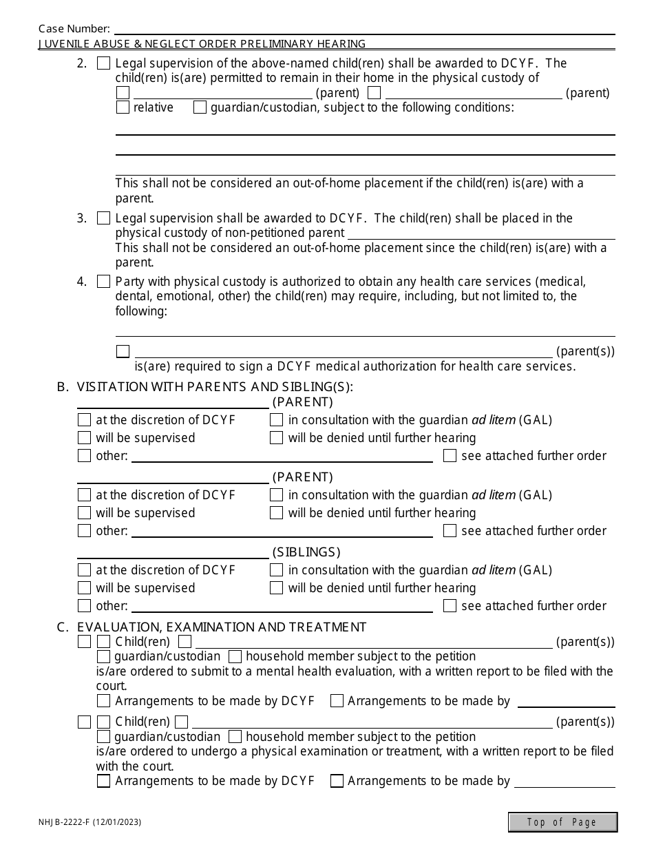 Form NHJB-2222-F Juvenile Abuse / Neglect Order - Preliminary Hearing - New Hampshire, Page 5