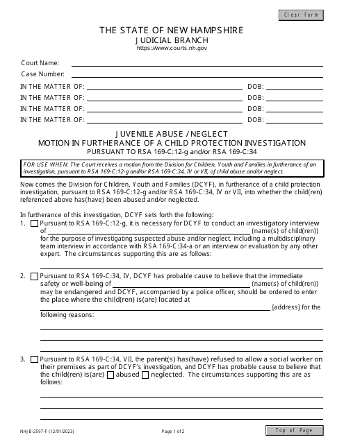 Form NHJB-2597-F  Printable Pdf