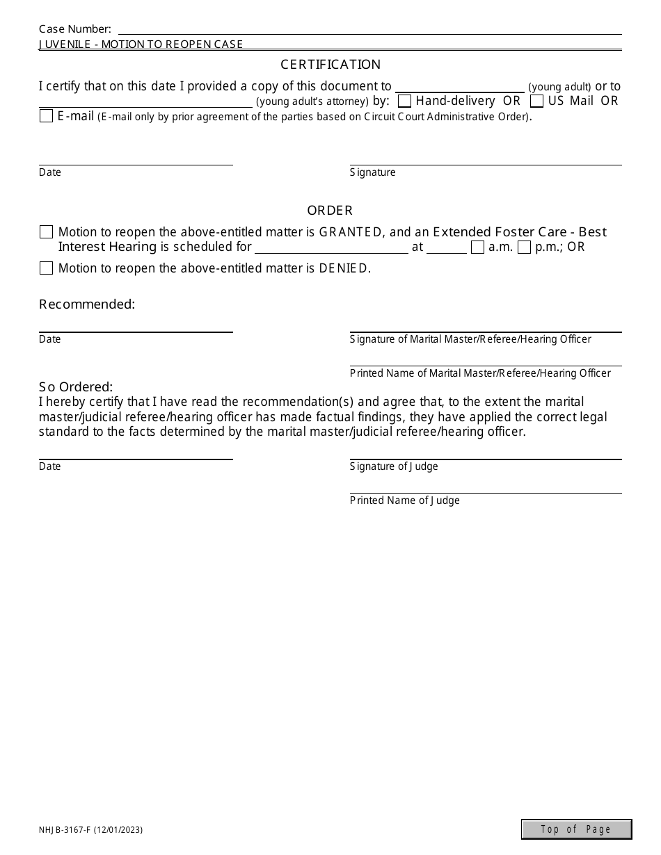 Form NHJB-3167-F Juvenile / Abuse / Neglect / Delinquency / Chins Motion to Reopen Case - New Hampshire, Page 3
