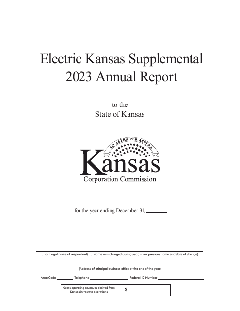 Electric Kansas Supplemental Annual Report - Cover Only - Kansas Download Pdf