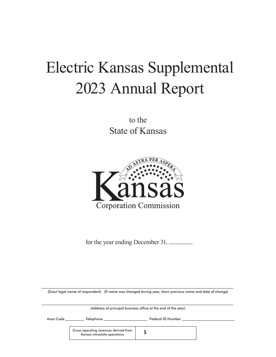 Electric Kansas Supplemental Annual Report - Cover Only - Kansas, Page 1